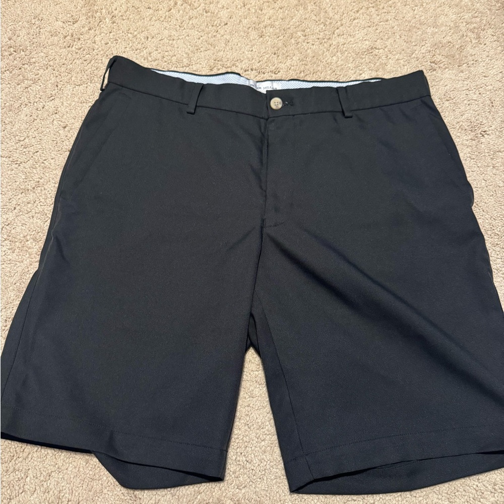 Peter Millar Men's Black Flat Front Shorts